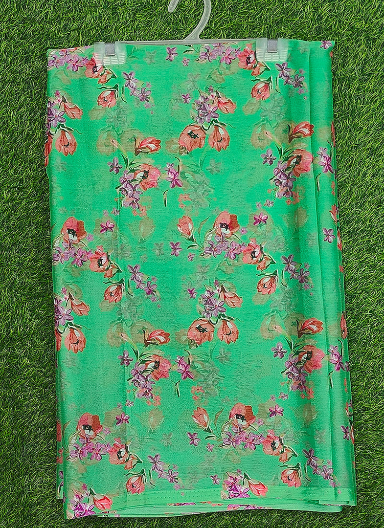 Latest Garden Vareli Printed Nara Chiffon Saree without Blouse