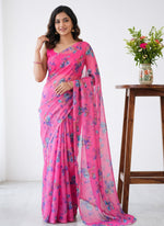 Load image into Gallery viewer, Latest Garden Vareli Printed Nara Chiffon Saree without Blouse