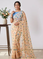 Load image into Gallery viewer, Beautiful Garden Vareli Printed Summer Roganza Saree with Blouse