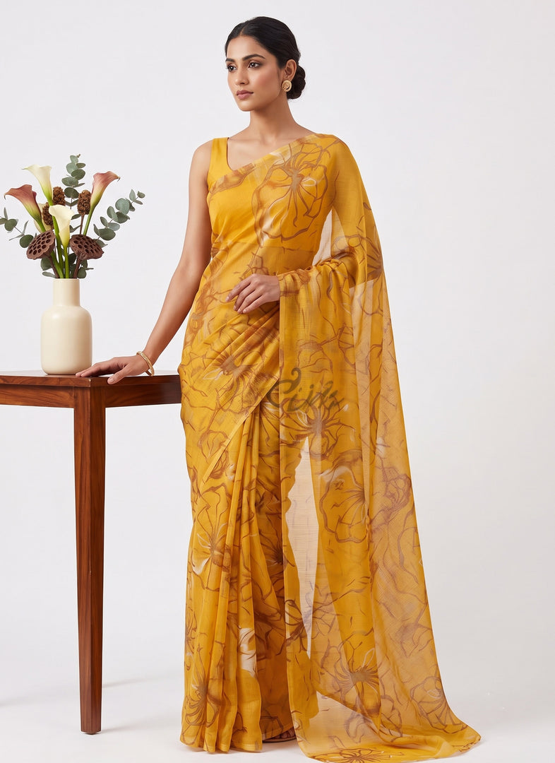 Garden Vareli Super Nara Chiffon Saree without Blouse