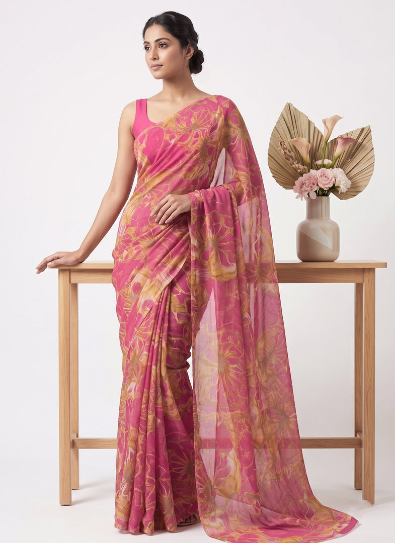 Garden Vareli Super Nara Chiffon Saree without Blouse