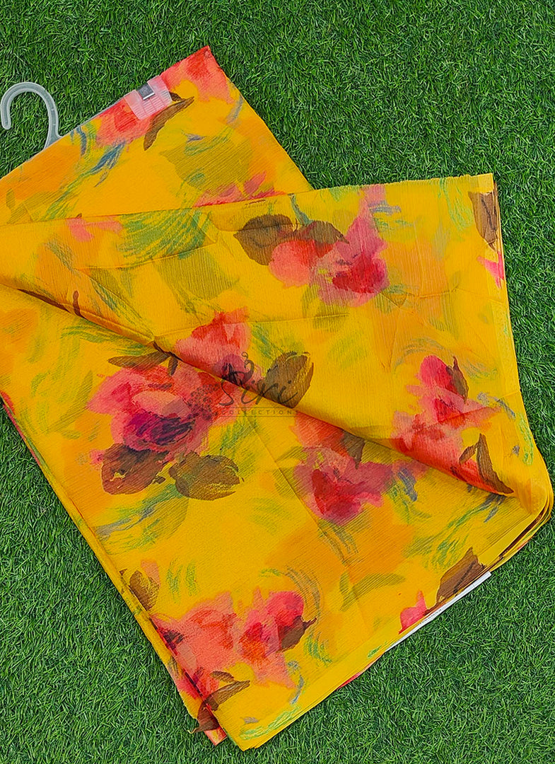 Latest Garden Vareli Printed Super Nara Chiffon Saree