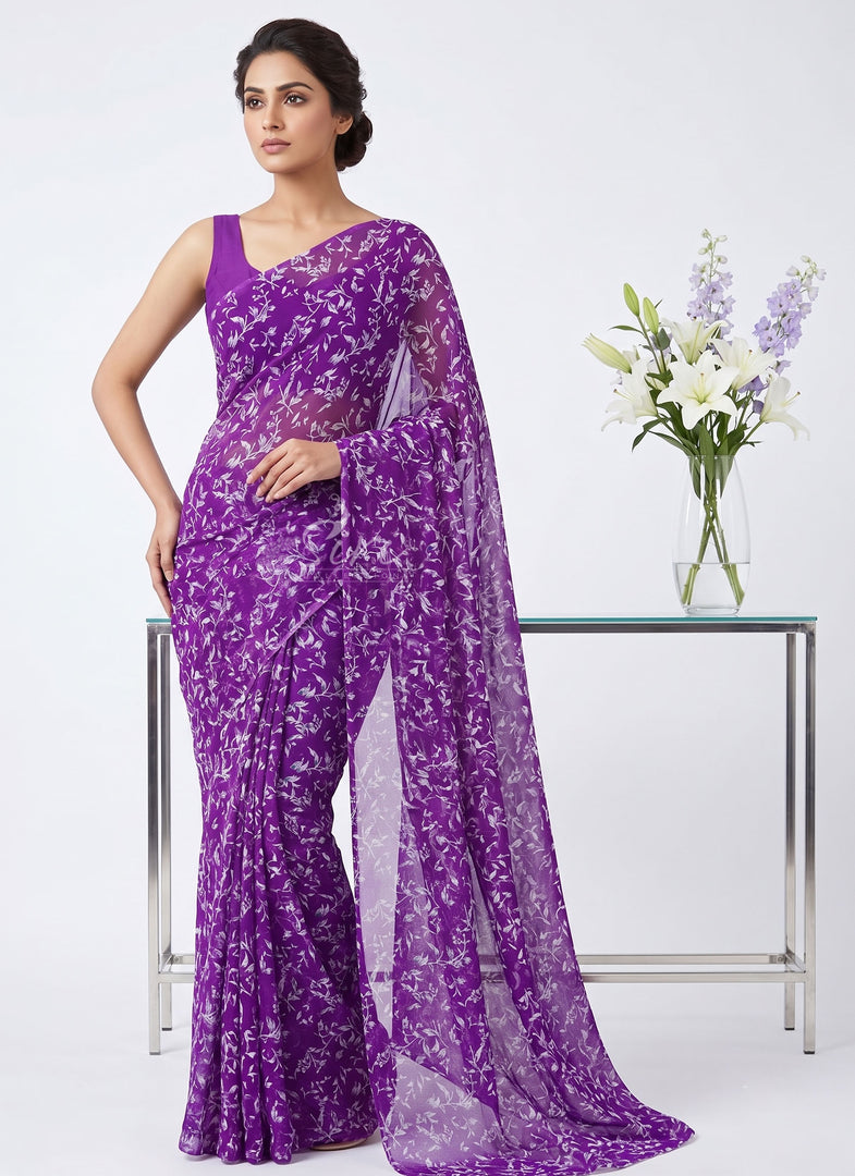 Latest Garden Vareli Super Nara Chiffon Saree without Blouse