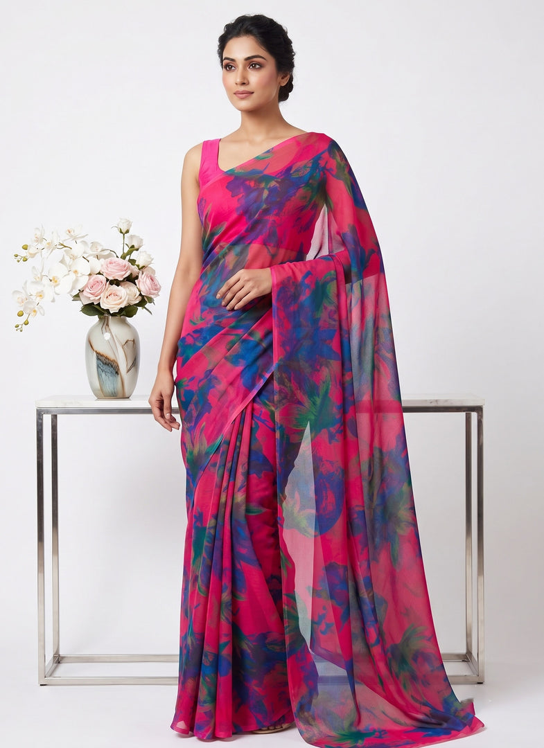Garden Vareli Super Nara Chiffon Saree without Blouse