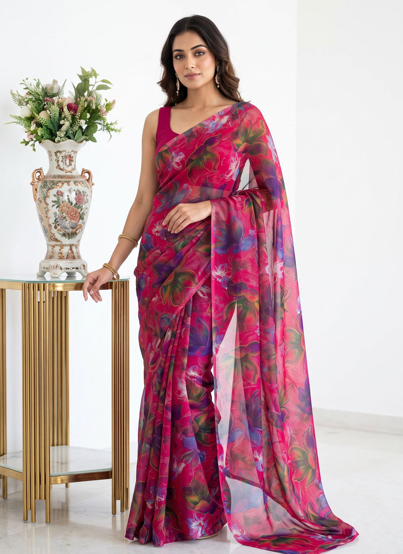 Latest Garden Vareli Super Nara Chiffon Saree without Blouse