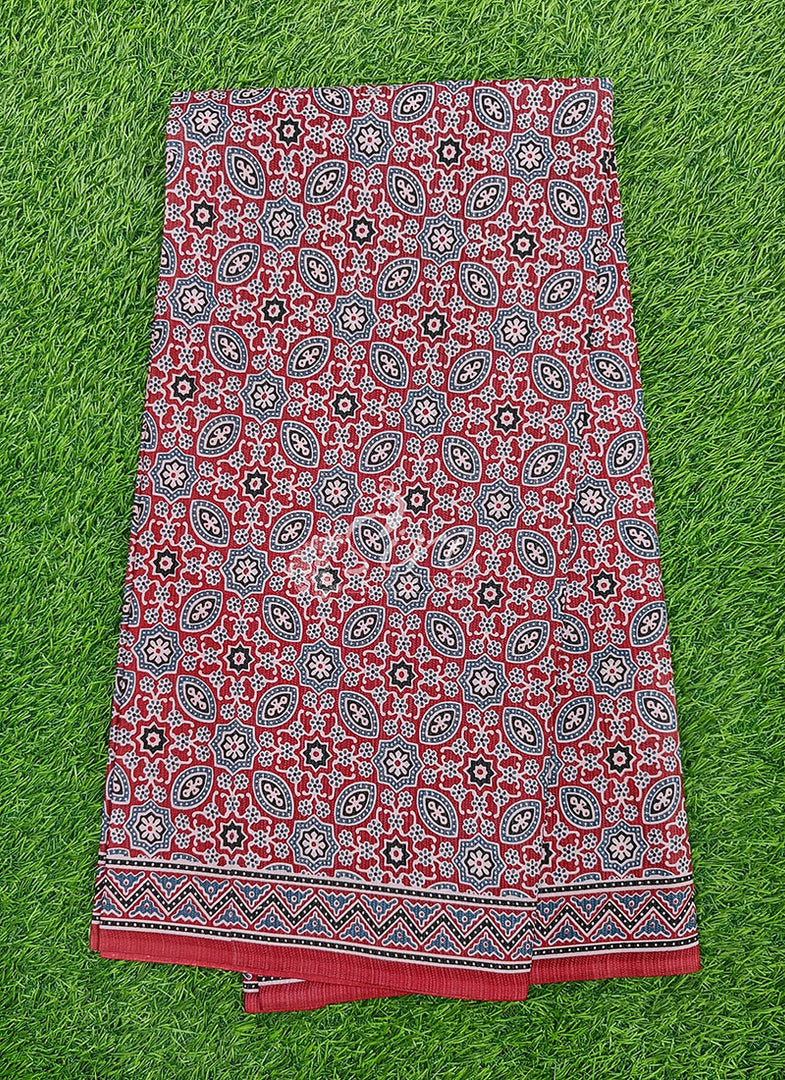 Ajrakh Print Pure Cotton Saree