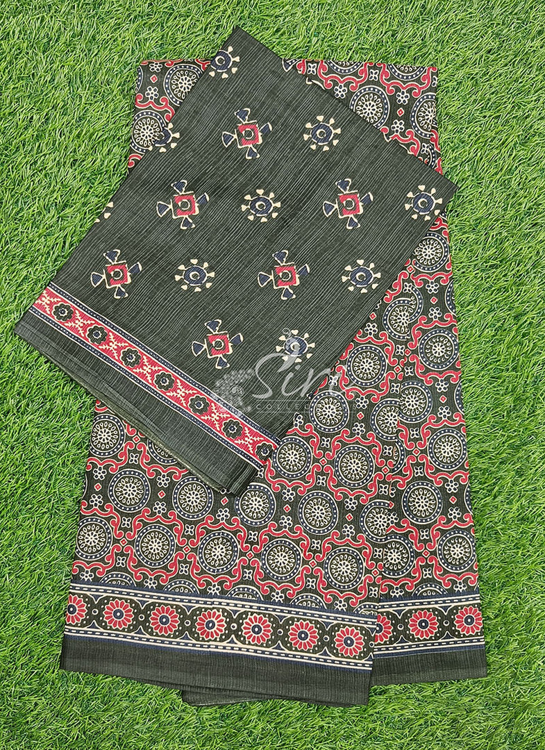 Ajrakh Print Pure Cotton Saree