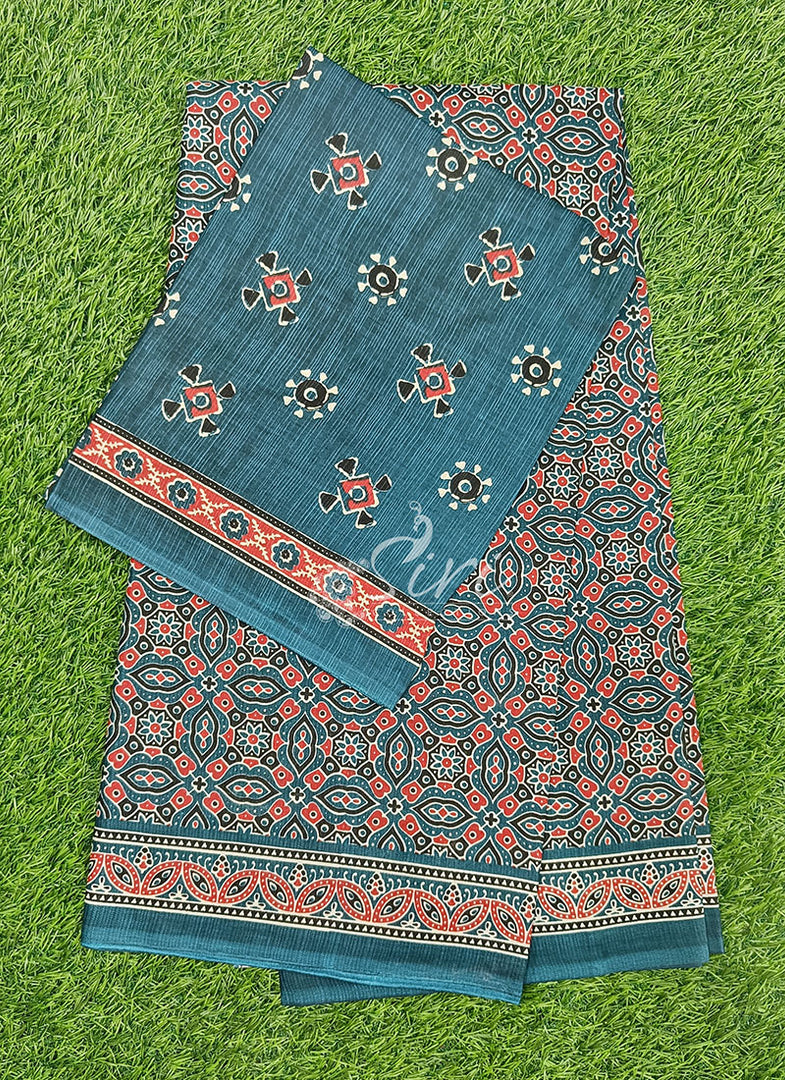 Ajrakh Print Pure Cotton Saree