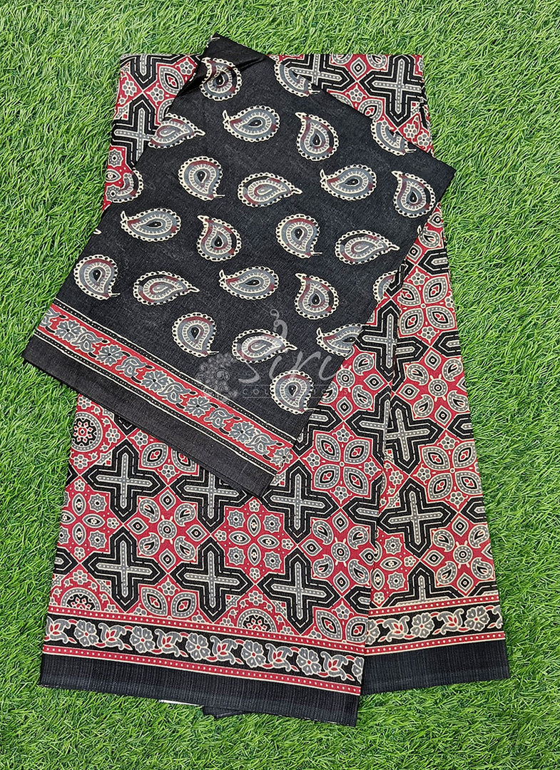 Ajrakh Print Pure Cotton Saree