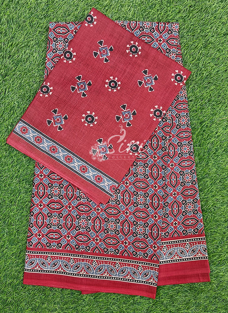 Ajrakh Print Pure Cotton Saree