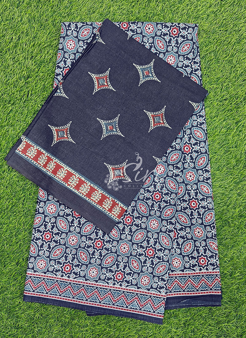 Ajrakh Print Pure Cotton Saree