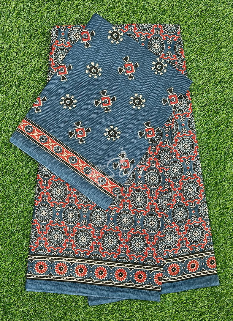 Ajrakh Print Pure Cotton Saree