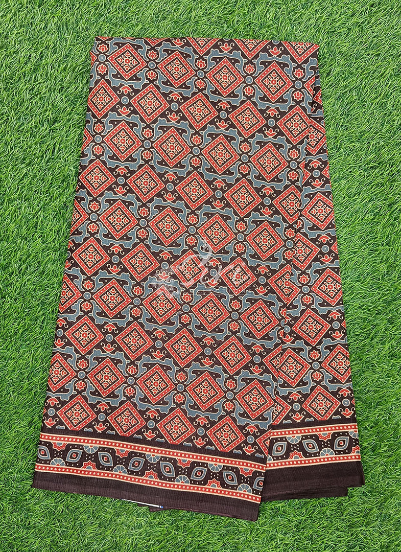 Ajrakh Print Pure Cotton Saree