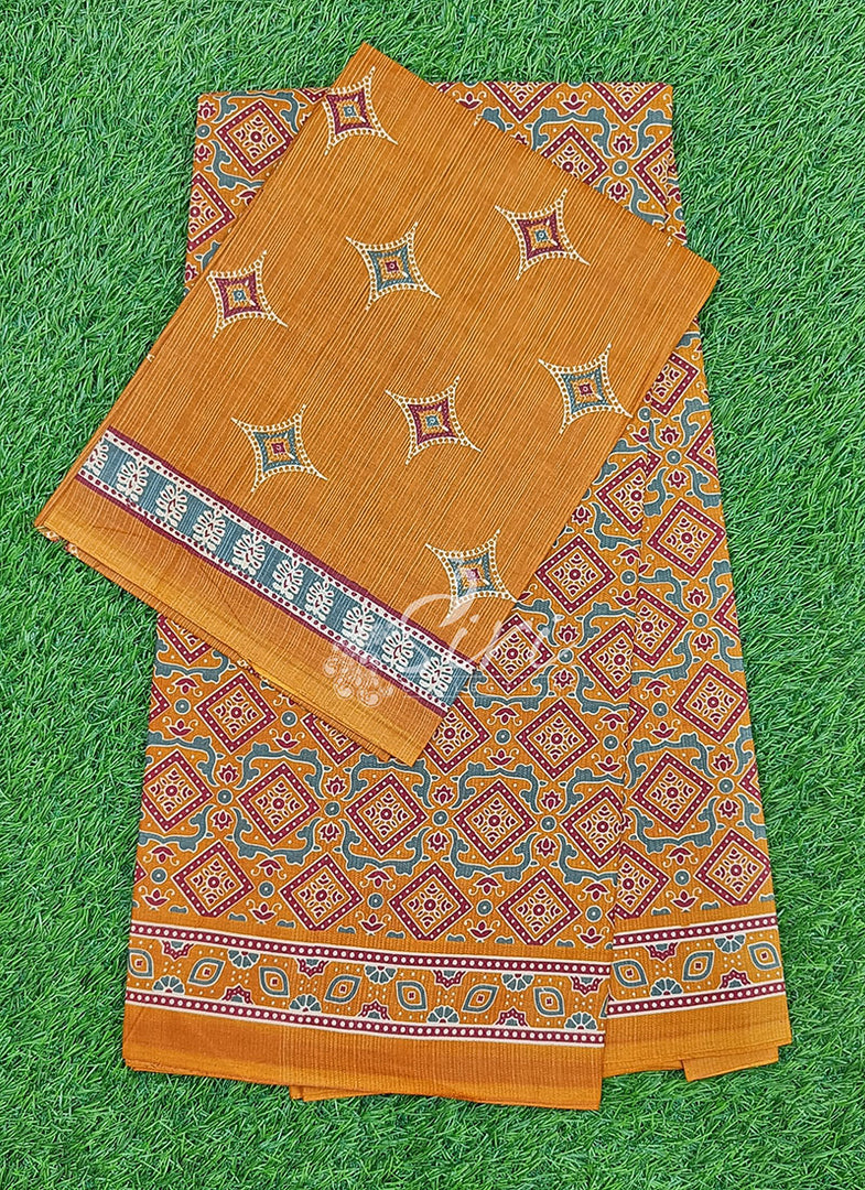 Ajrakh Print Pure Cotton Saree