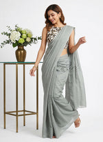 Load image into Gallery viewer, Elegant Linen Saree with Printed Blouse