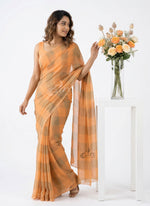 Load image into Gallery viewer, Beautiful Elegant Pastel Peach and Gold Soft Jute Saree