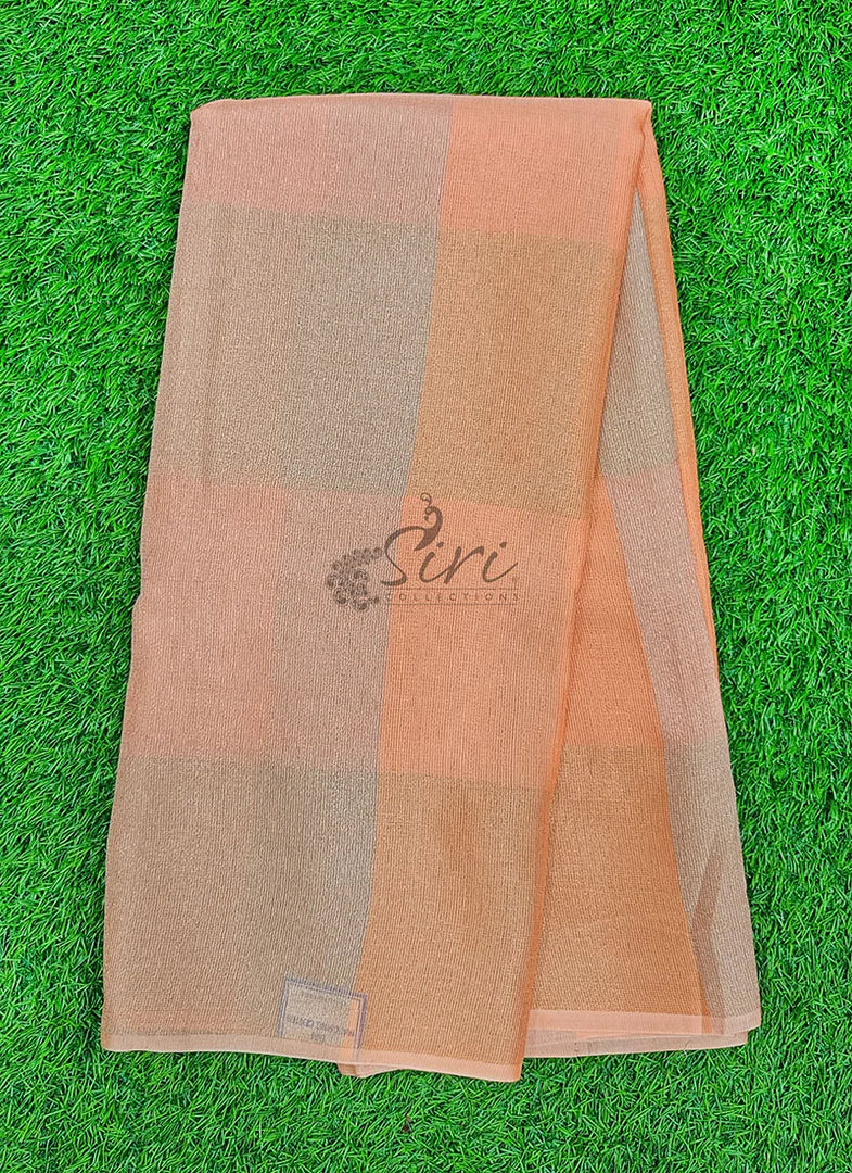 Beautiful Elegant Pale Peach Soft Jute Georgette Saree
