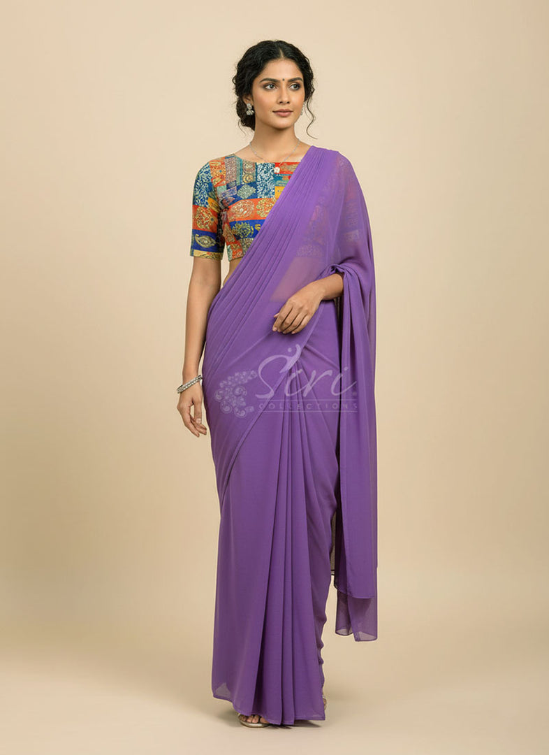 Lovely Georgette Saree With Designer Blouse