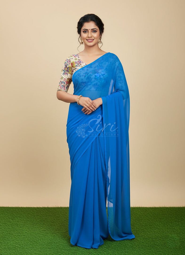Lovely Georgette Saree With Designer Blouse