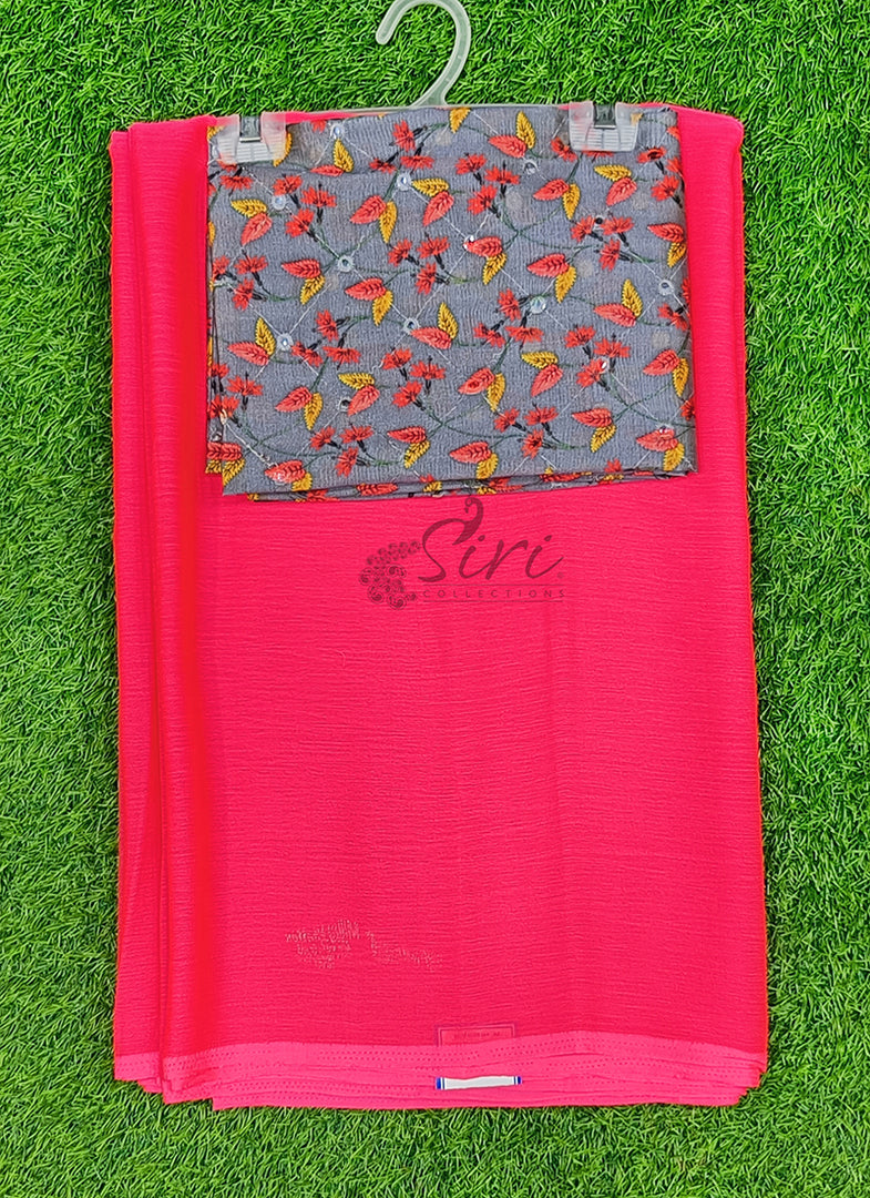 Lovely Chiffon Saree With Printed Blouse