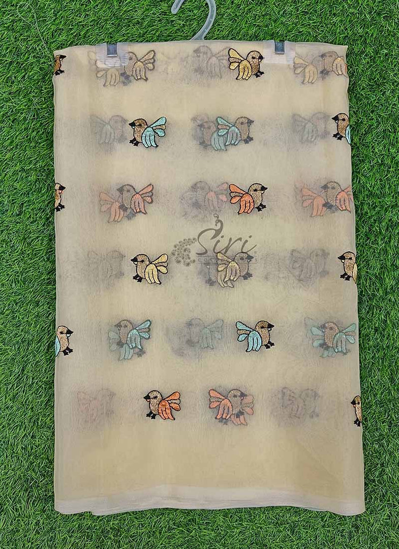 Lovely Organza Saree in Cute Birds Design