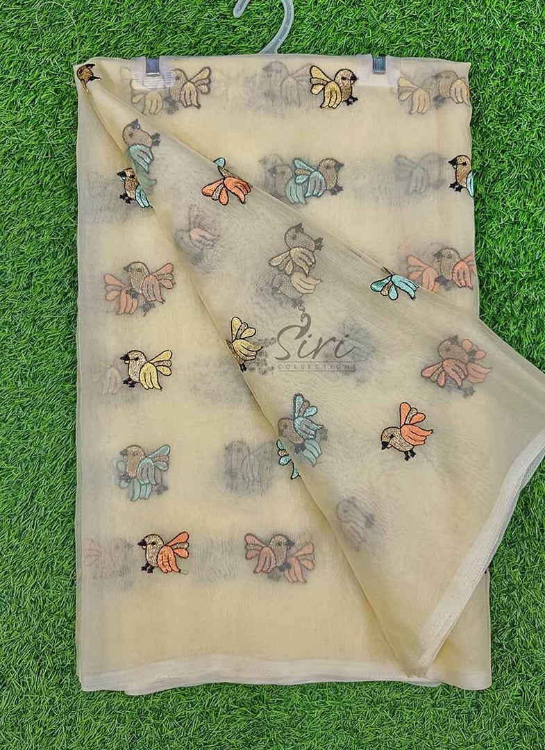 Lovely Organza Saree in Cute Birds Design