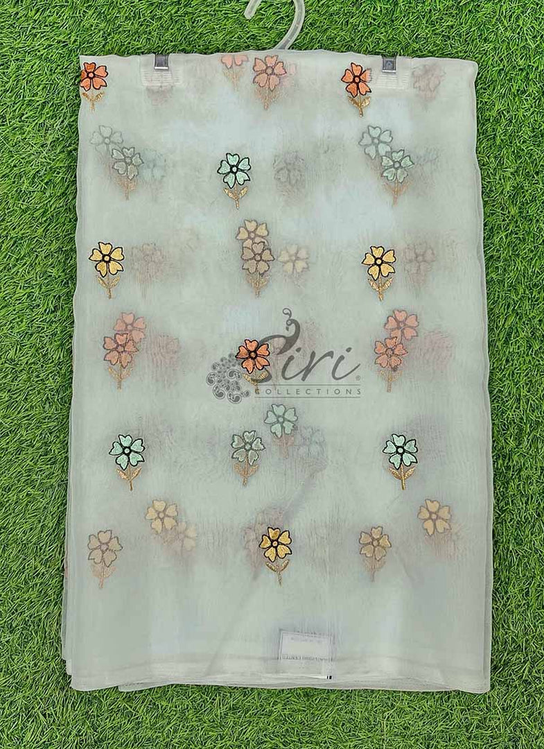 Lovely Organza Saree in Cute Flower Design