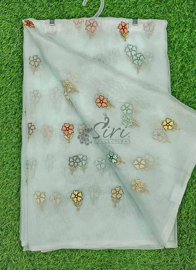 Lovely Organza Saree in Cute Flower Design