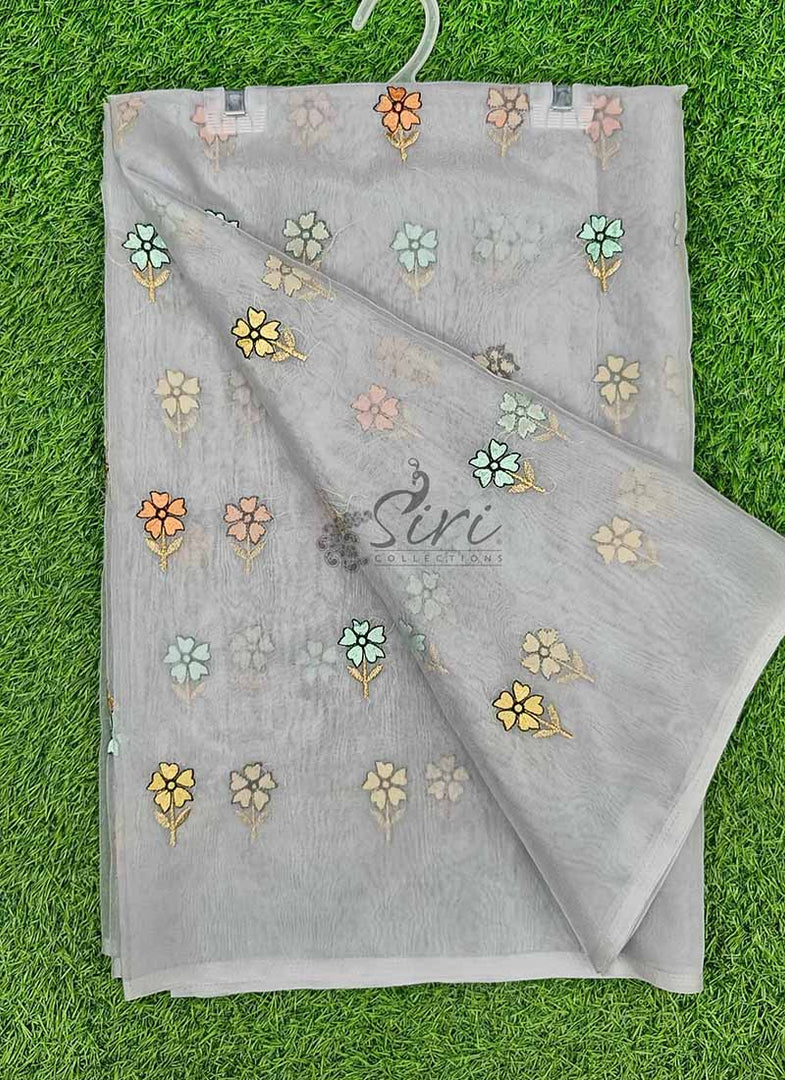 Lovely Organza Saree in Cute Flower Design