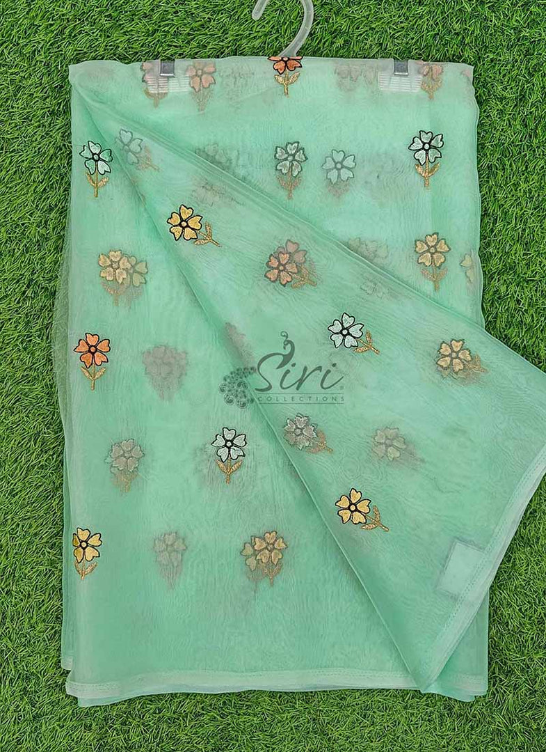 Lovely Organza Saree in Cute Flower Design