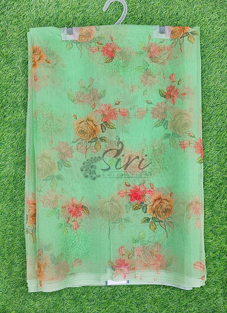 Lovely Digital Print Organza Saree