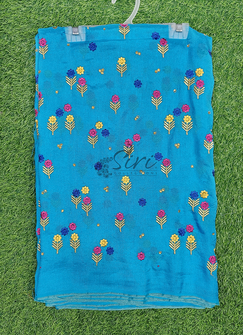 Designer Jute Georgette Saree in Embroidery Butis