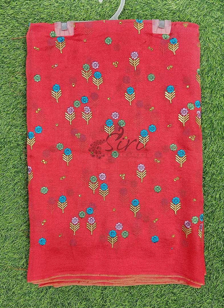 Designer Jute Georgette Saree in Embroidery Butis