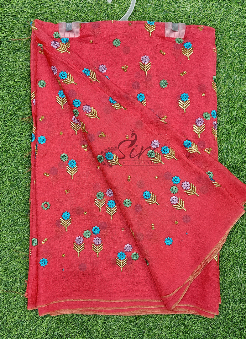 Designer Jute Georgette Saree in Embroidery Butis