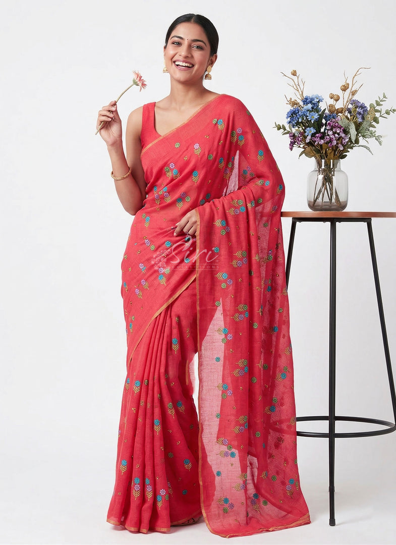 Designer Jute Georgette Saree in Embroidery Butis