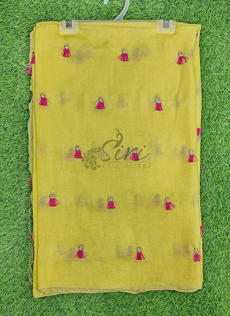 Lovely Jute Georgette Saree in Embroidery Butis