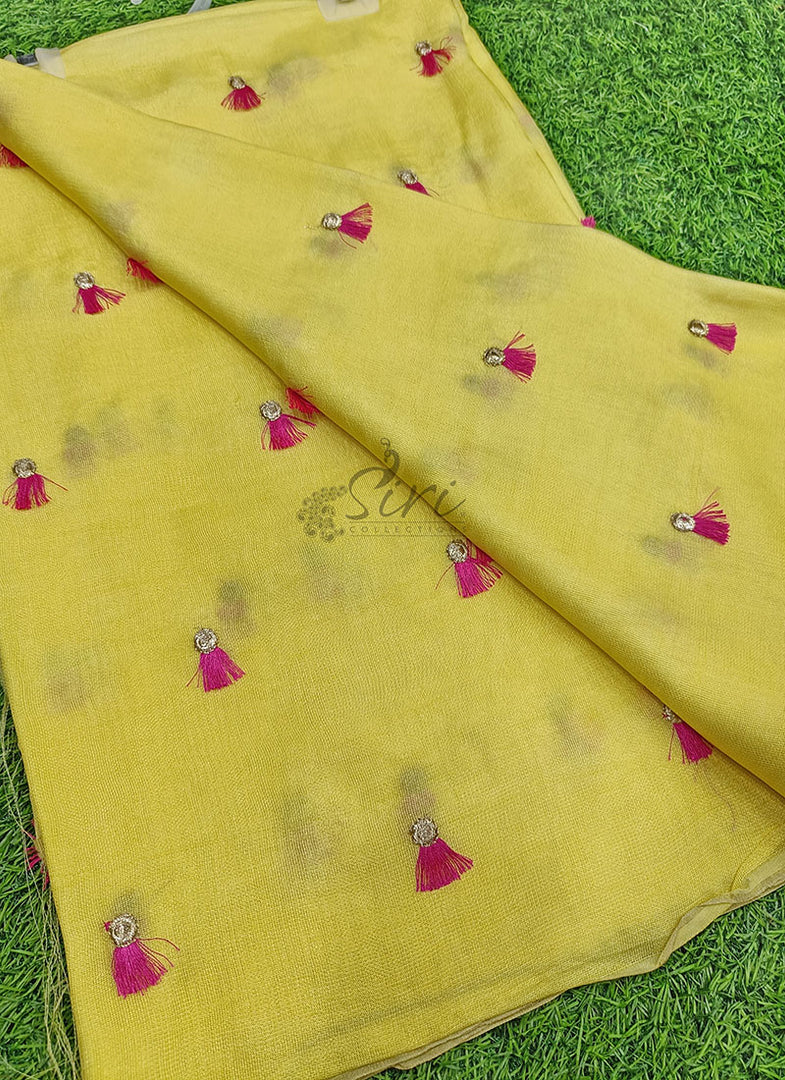 Lovely Jute Georgette Saree in Embroidery Butis