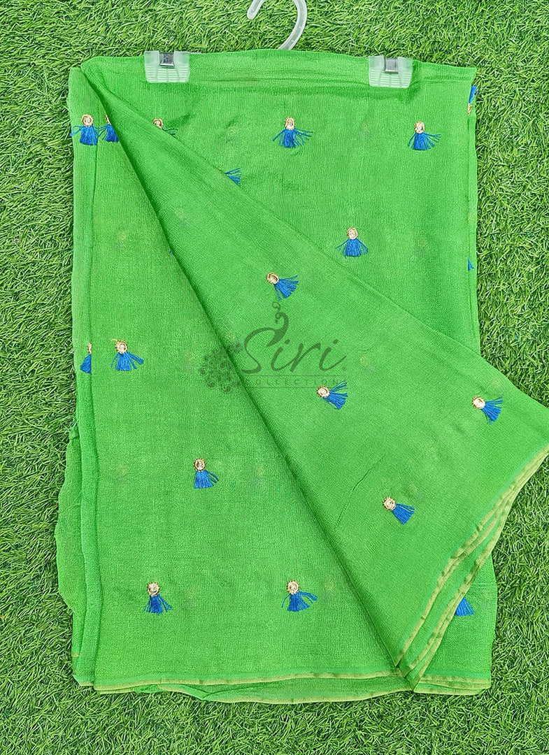 Lovely Jute Georgette Saree in Embroidery Butis