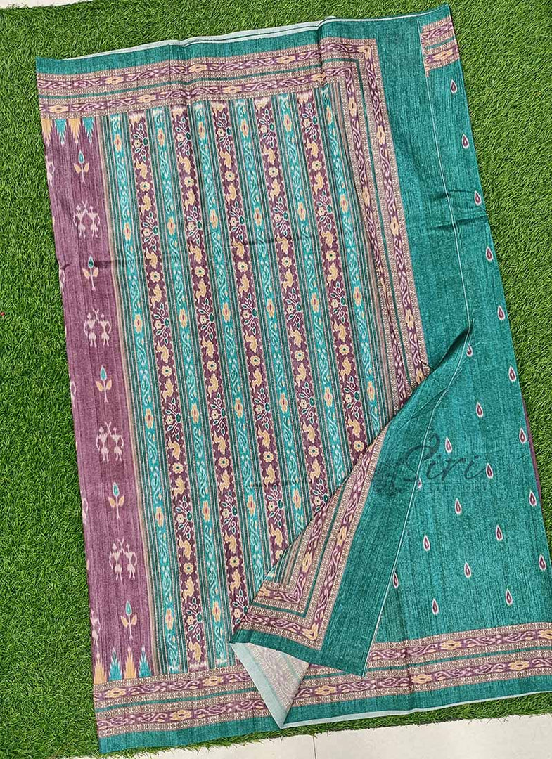 Beautiful Printed Semi Ghicha Silk Saree