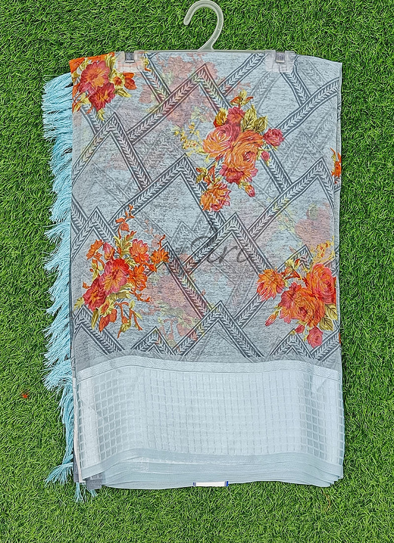 Lovely Printed Georgette Saree in Soft Self Borders