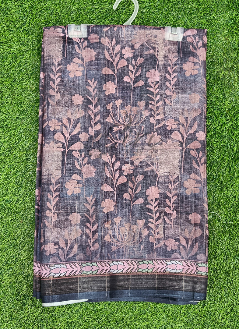 Beautiful Printed Linen Jute Saree