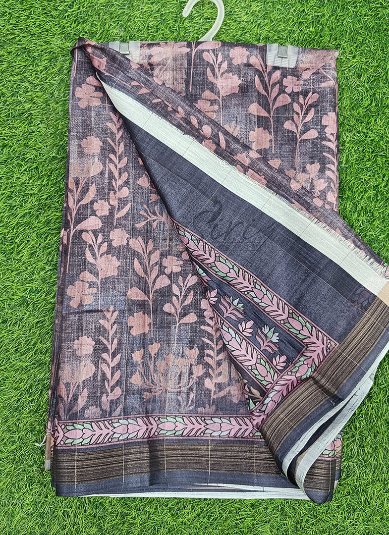 Beautiful Printed Linen Jute Saree