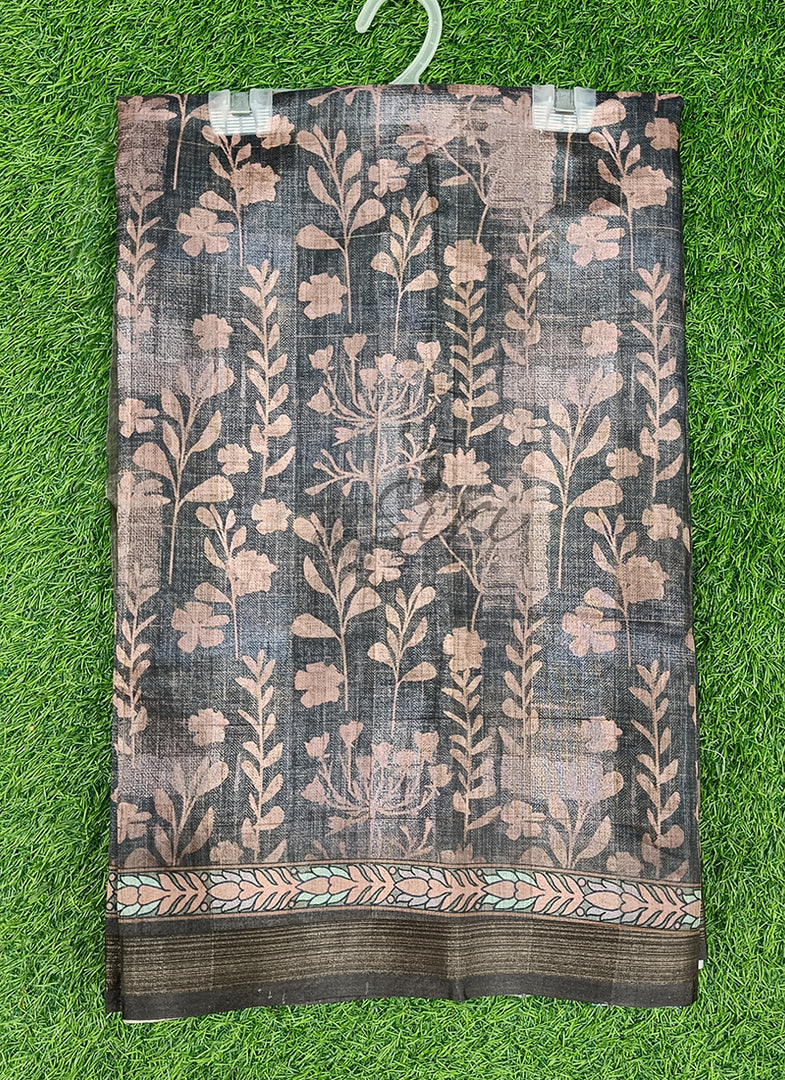 Beautiful Printed Linen Jute Saree