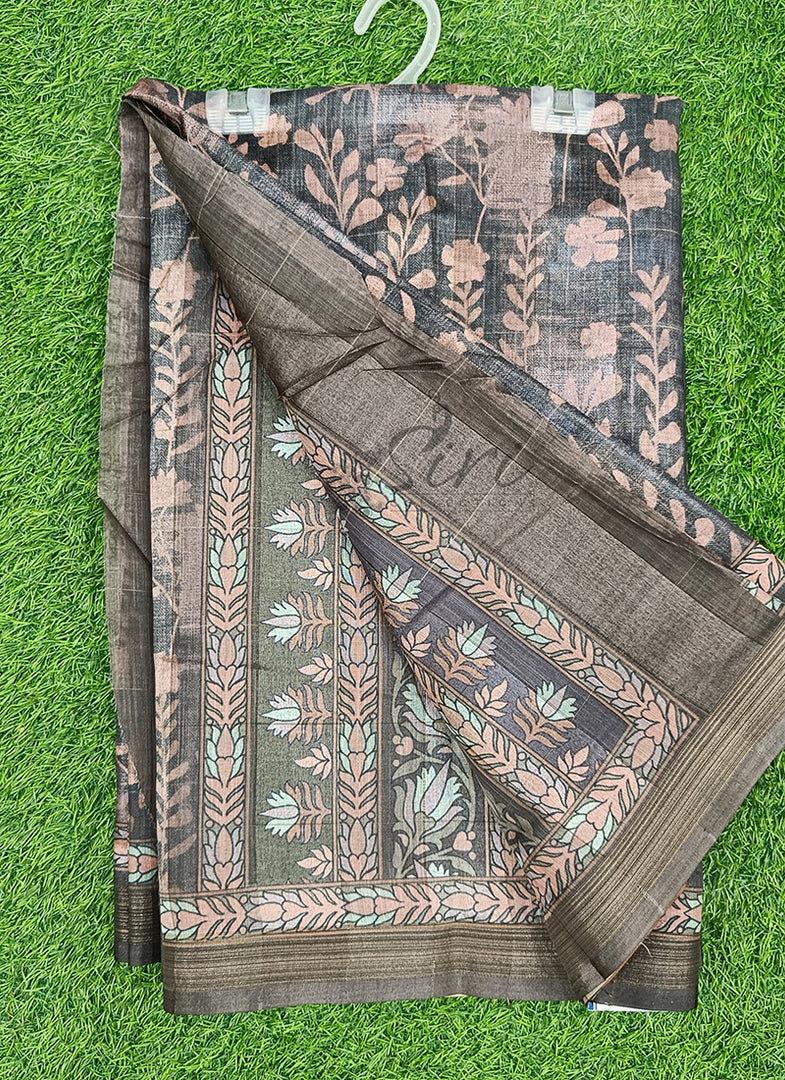 Beautiful Printed Linen Jute Saree