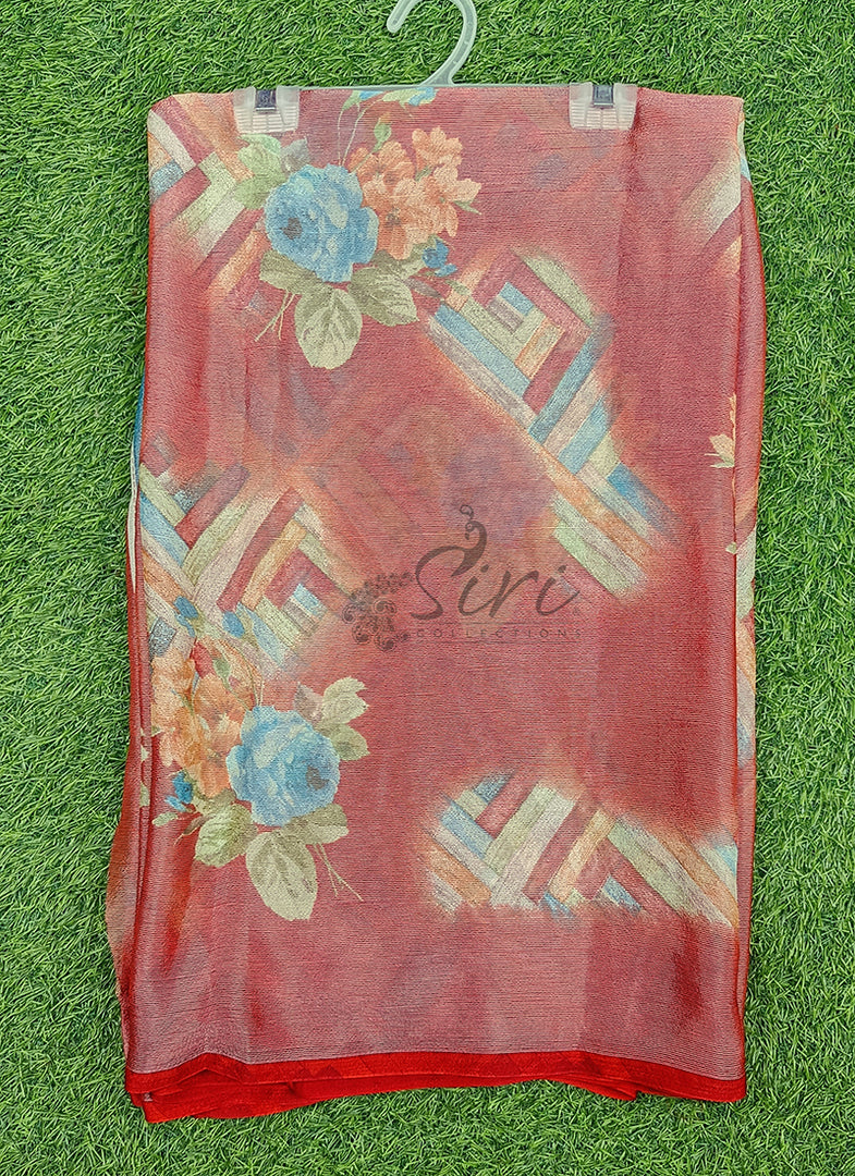 Lovely Printed Brasso Saree