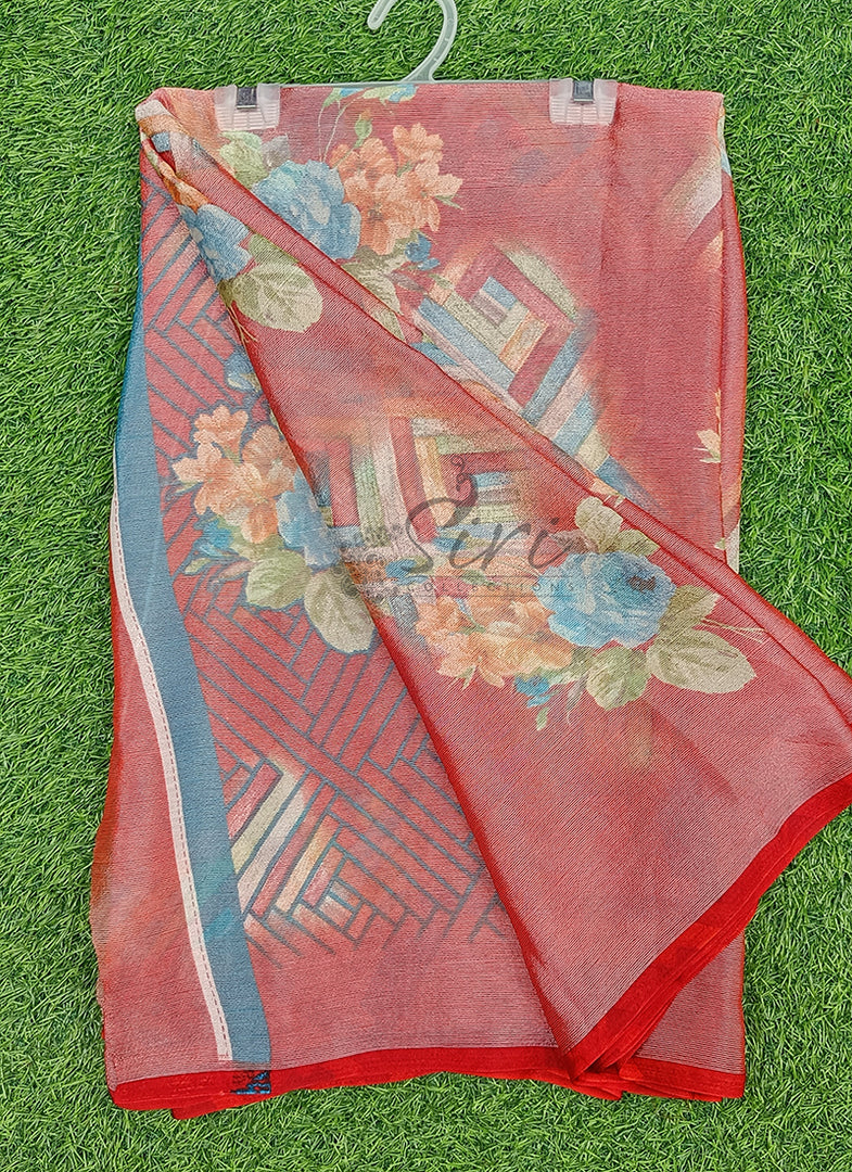 Lovely Printed Brasso Saree