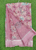 Load image into Gallery viewer, Lovely Moss Georgette Saree in Satin Borders
