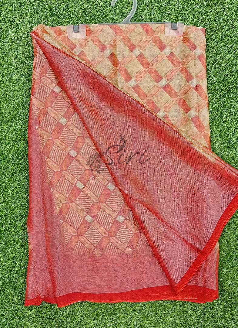 Lovely Printed Brasso Saree