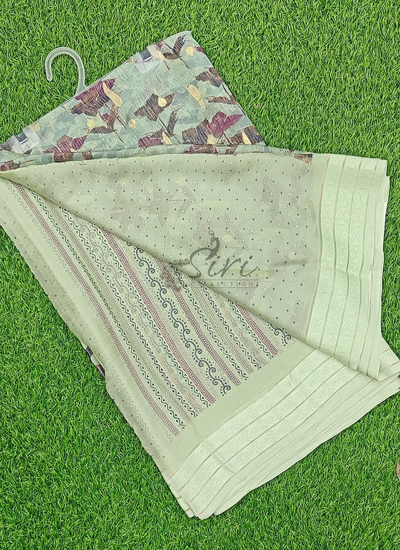 Lovely Printed Moss Georgette Saree in Foil Print