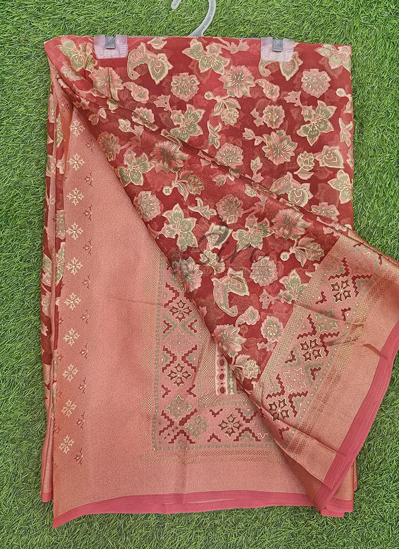 Lovely Brasso Saree in Foil Print